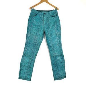 Vintage Aqua Blue Leather Snakeskin Pants